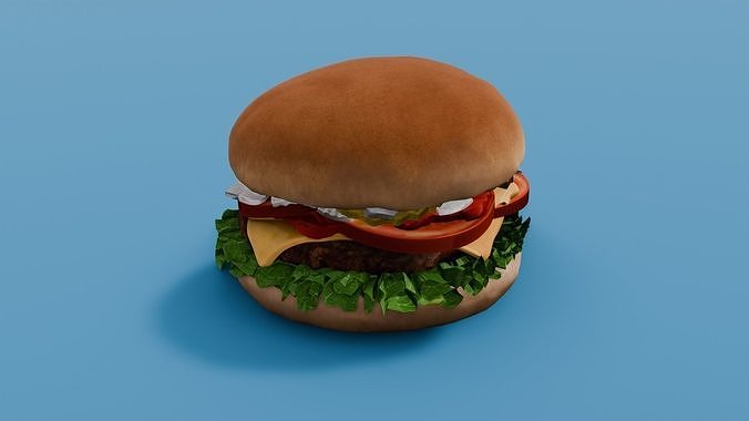 Cheeseburger 3D Model Low-poly 3D model 2