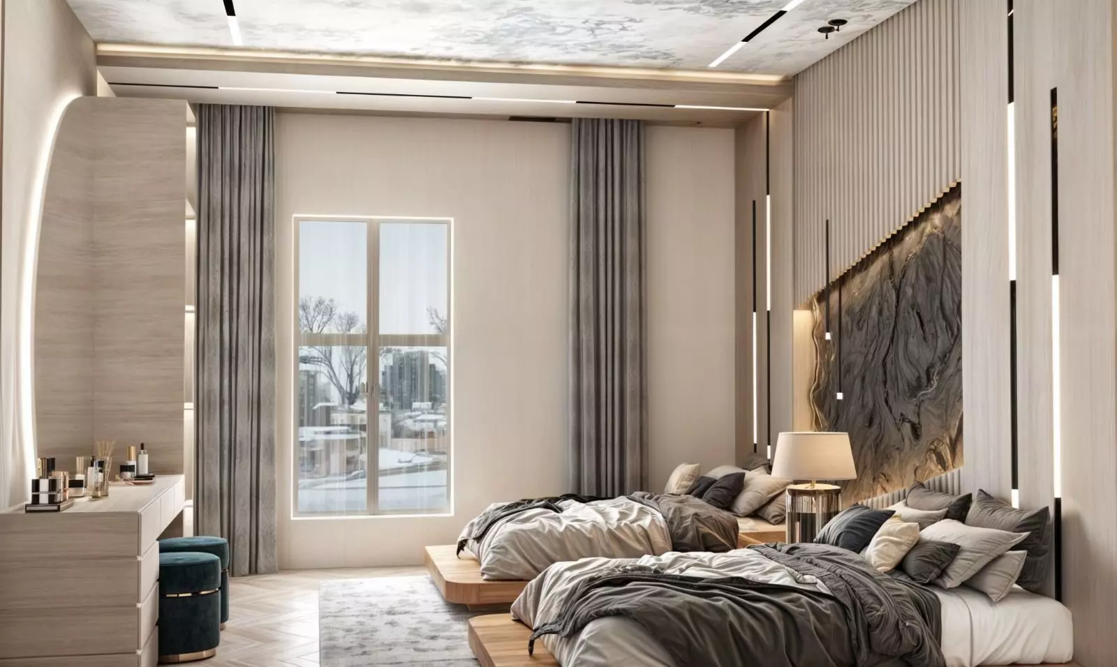 Modern Bedroom for young children in villa 3D print model