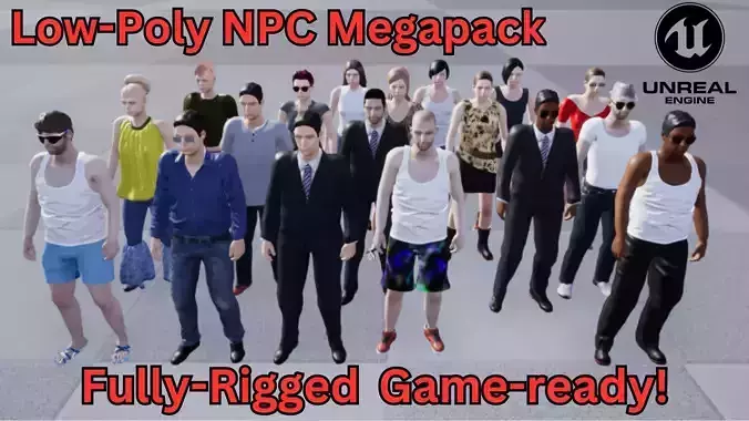 Fully-rigged Low-Poly NPC Megapack