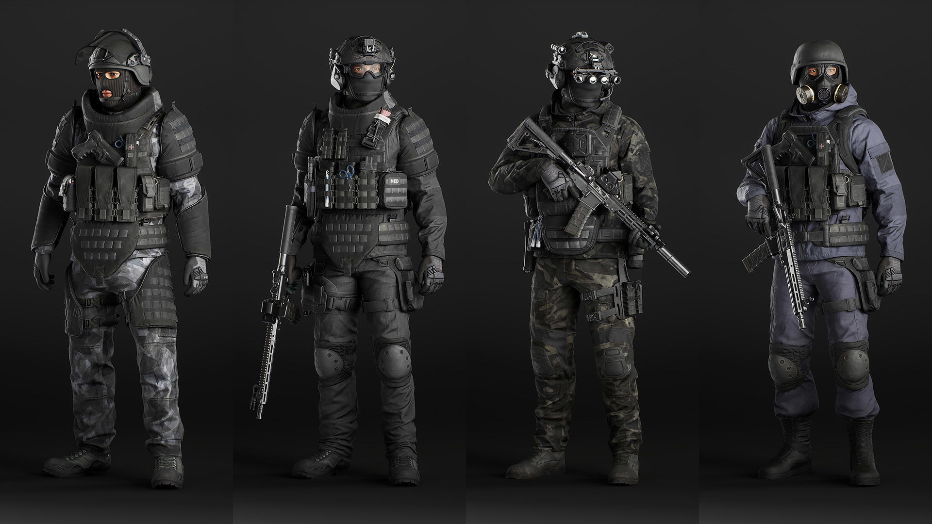 Modular Military Character Low-poly 3D model_9