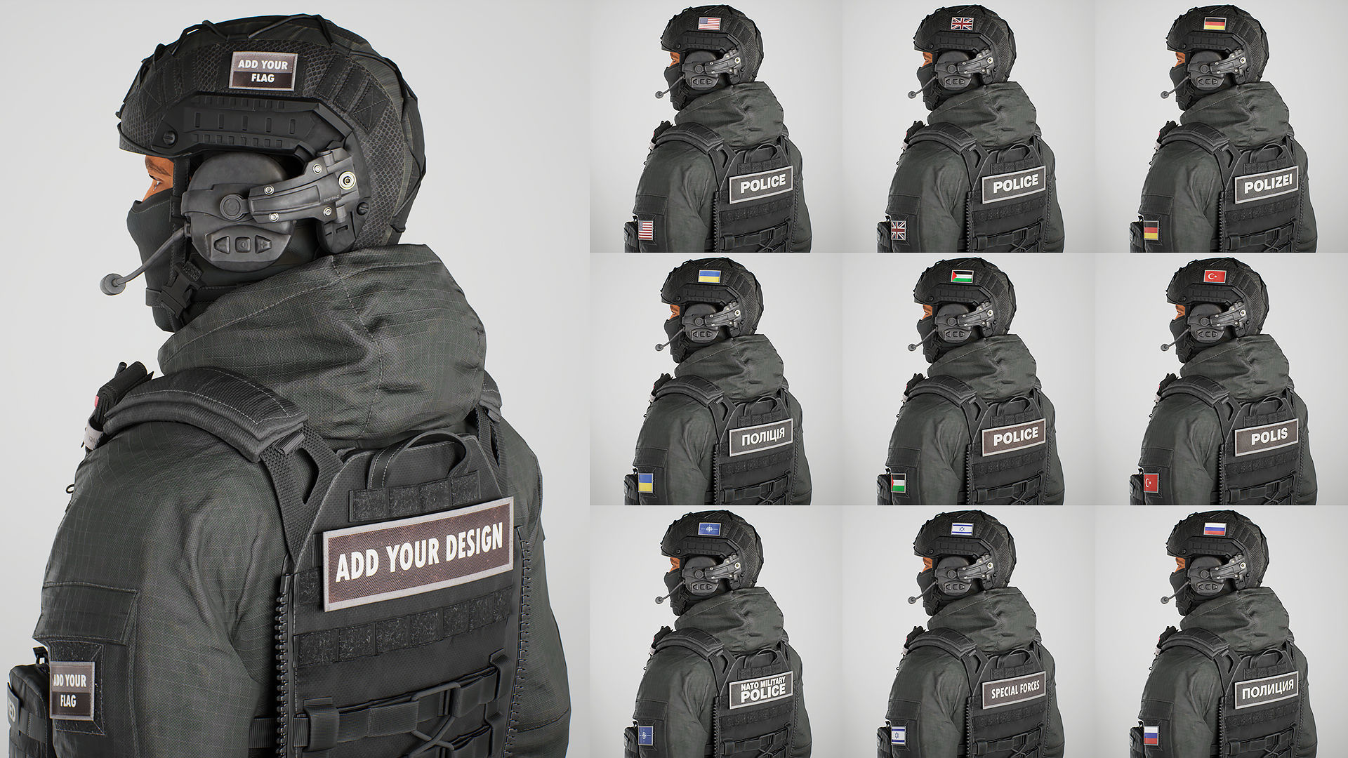 Modular Military Character Low-poly 3D model_23