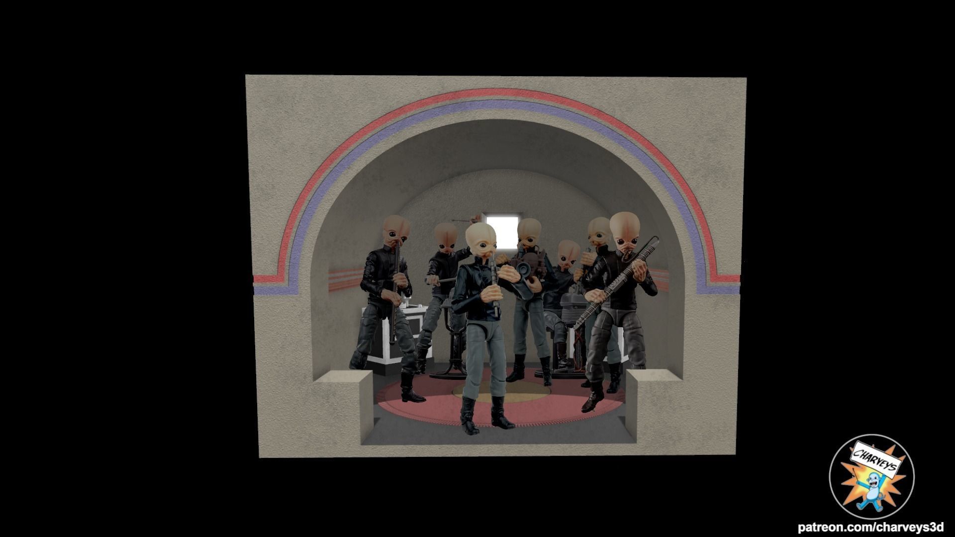 Star Wars Cantina Band Booth Diorama for action figures 3D print model_1