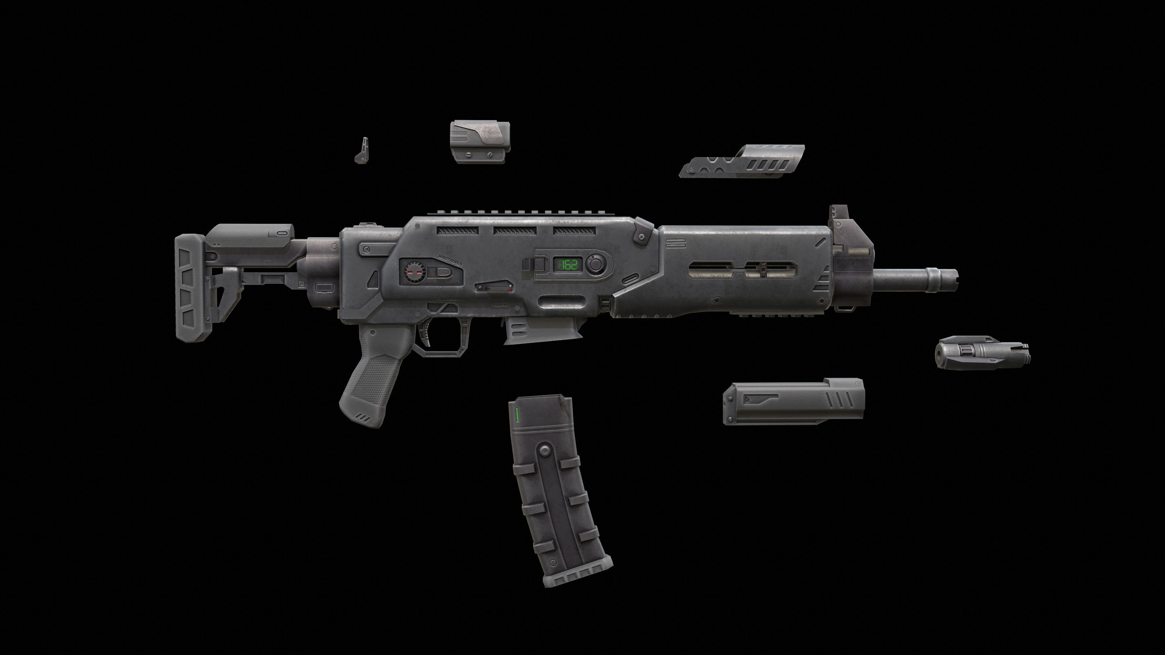 Sci-Fi Rifle - Minotaurus Low-poly 3D model_3