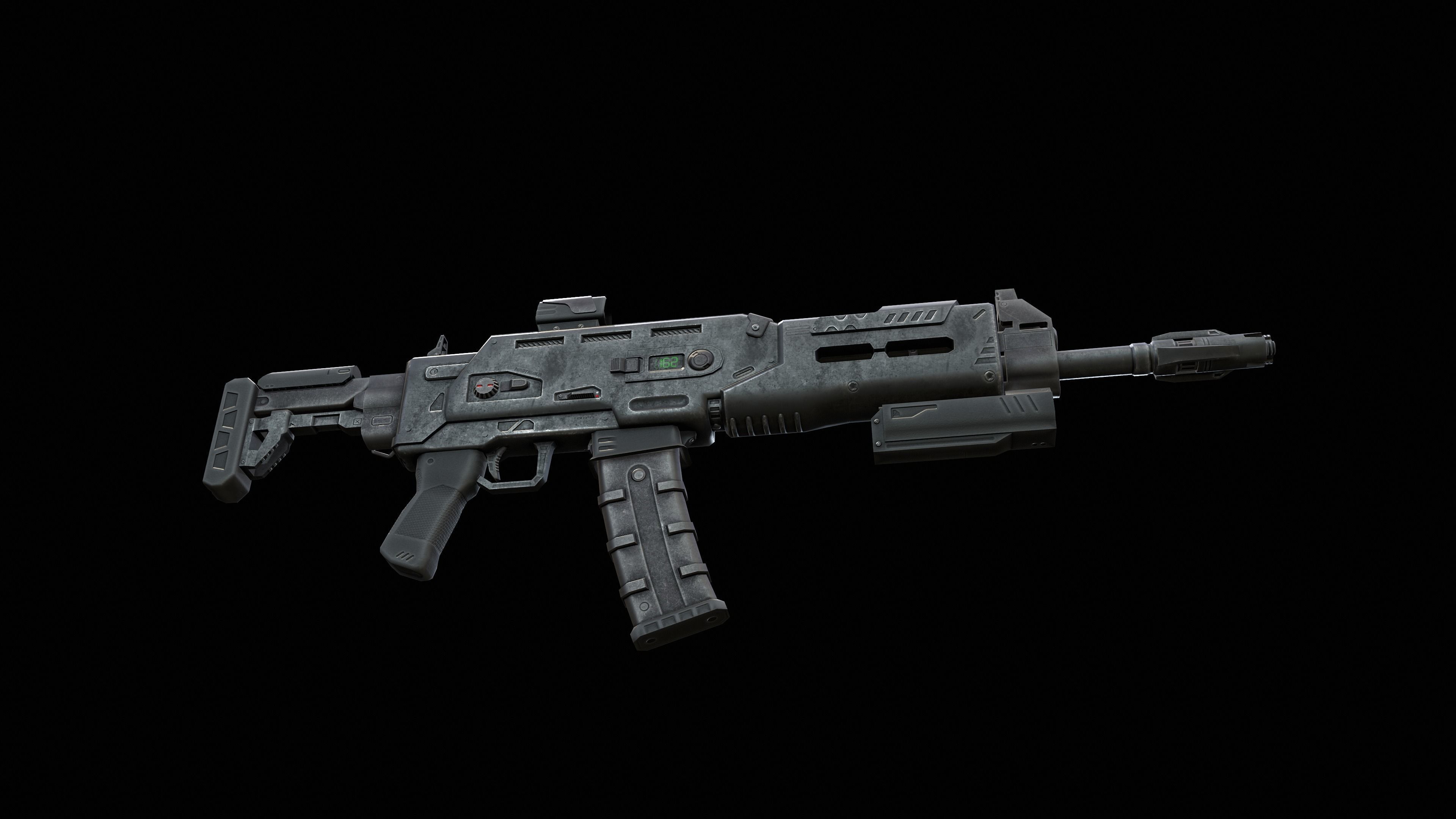 Sci-Fi Rifle - Minotaurus Low-poly 3D model_11
