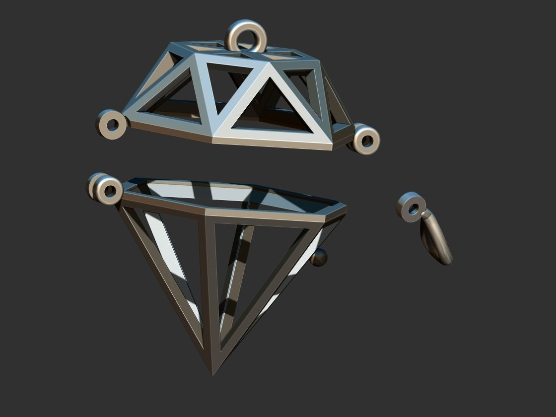 Diamond Box pendant 3D print model_9