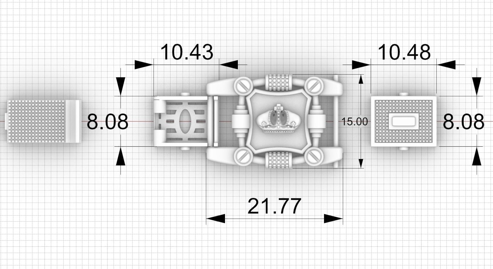 Bracelet with the crown of the Russian-Empire 3D print model_3