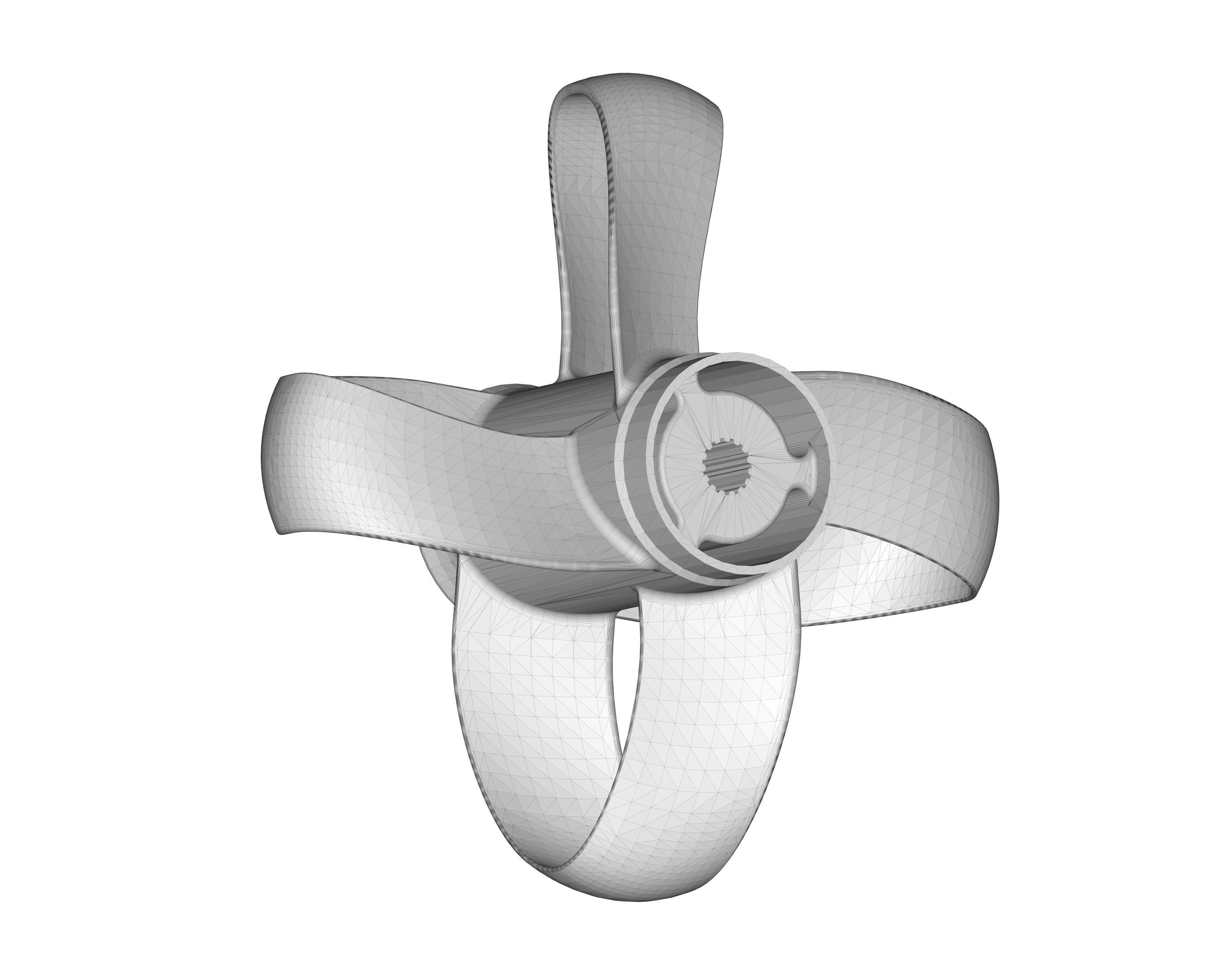 Toroidal boat propeller - 4 blades 3D print model_3