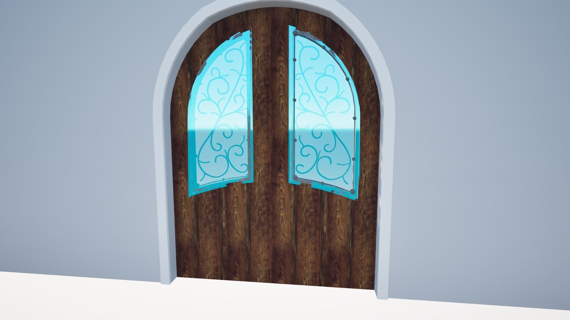 Rustic Round Door Low-poly 3D model_1