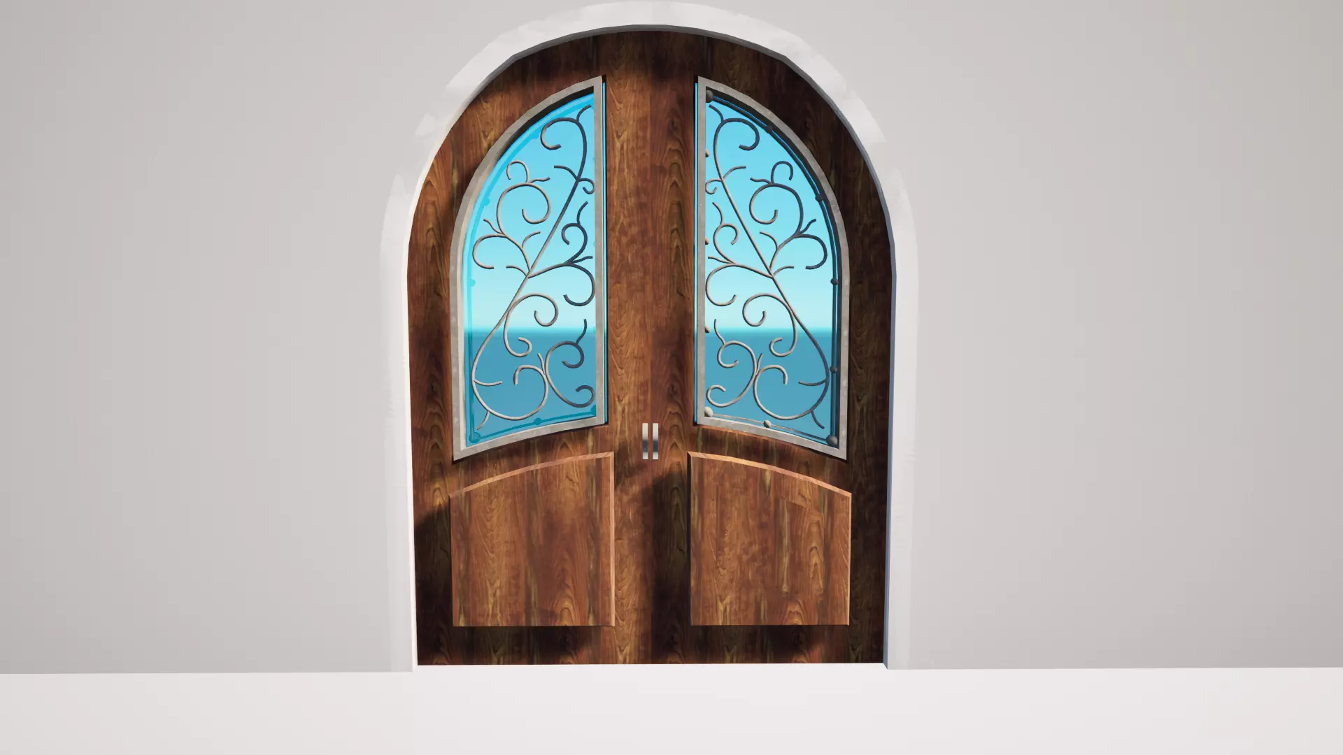 Rustic Round Door Low-poly 3D model_0
