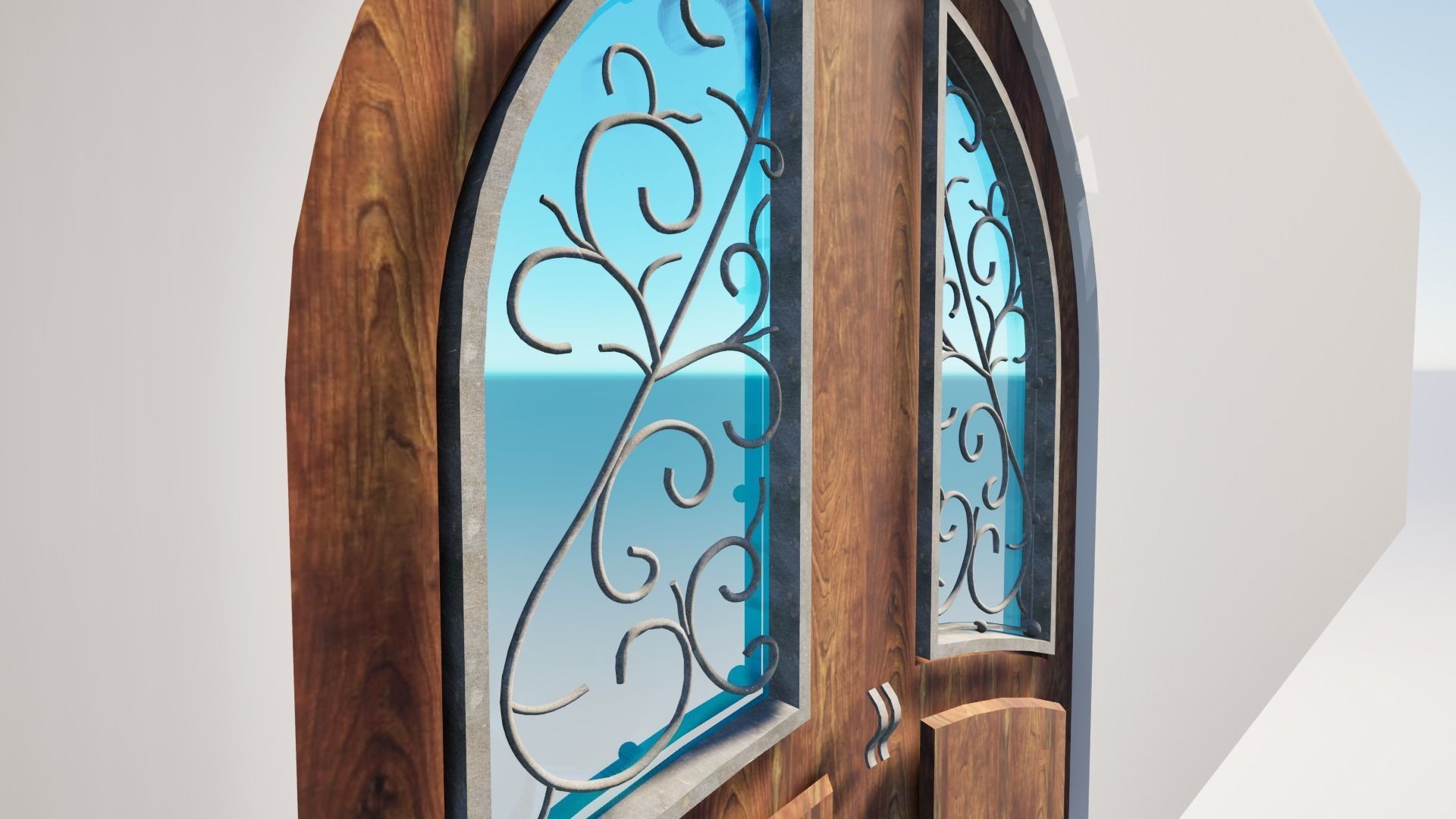 Rustic Round Door Low-poly 3D model_2