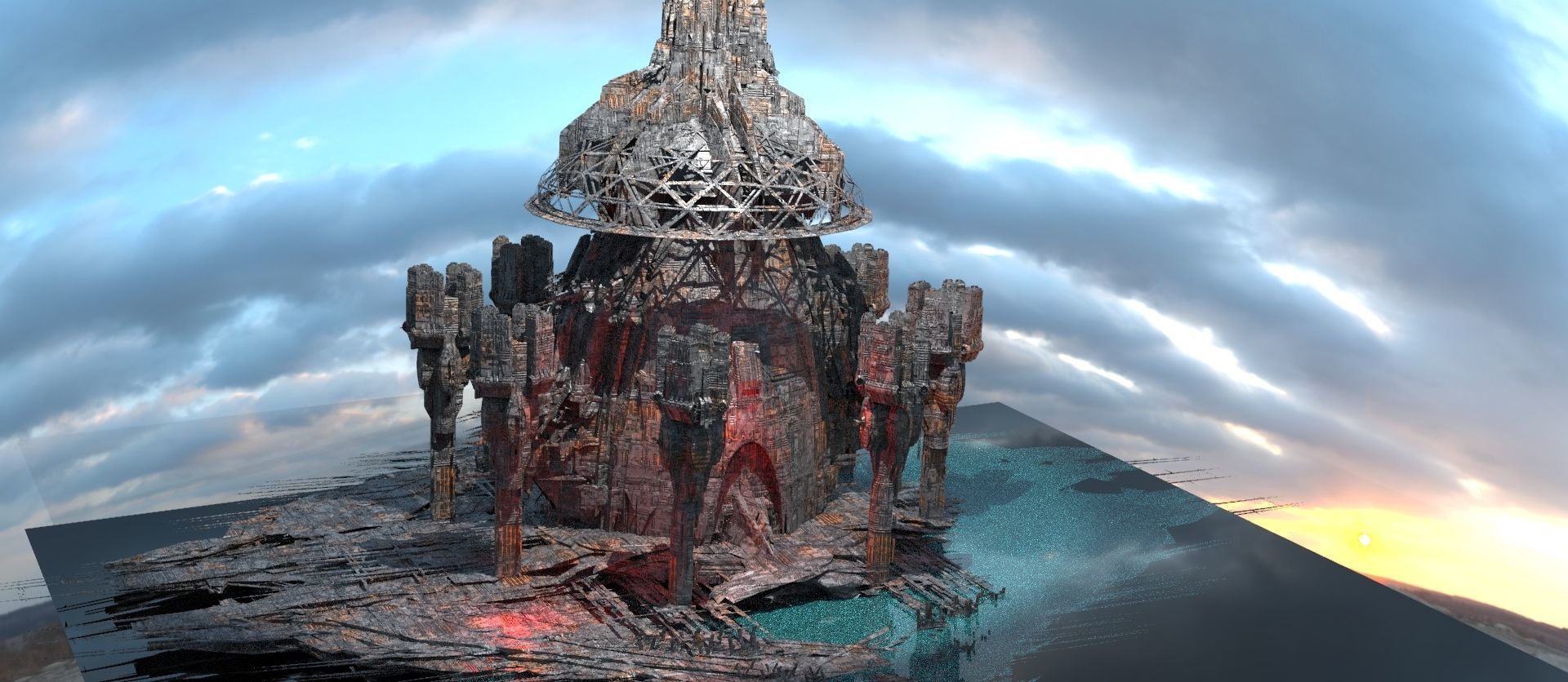 Sci Fi Spice refinery Arches 3D model_1