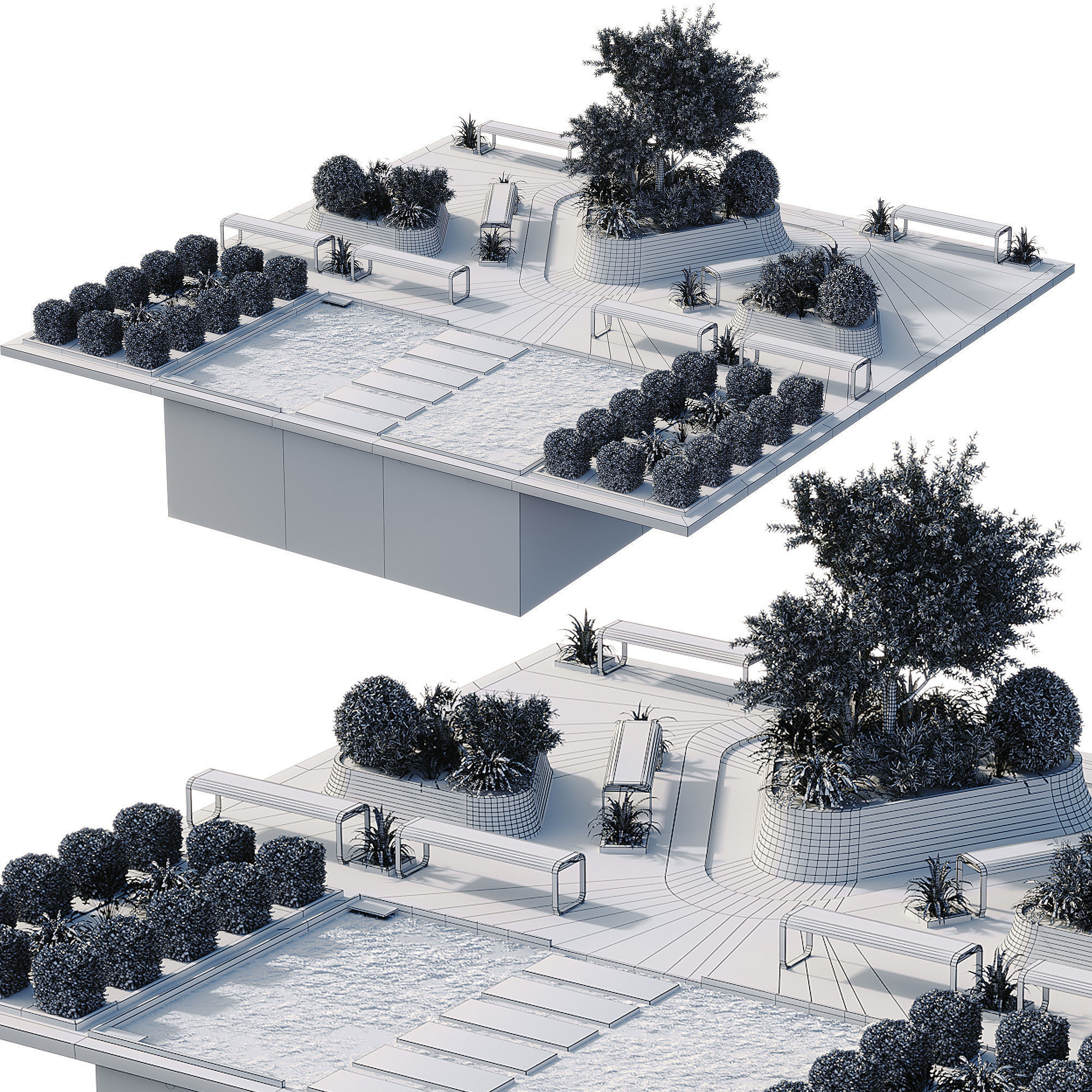 Outdoor Plants - 2 town Square 3D model_5