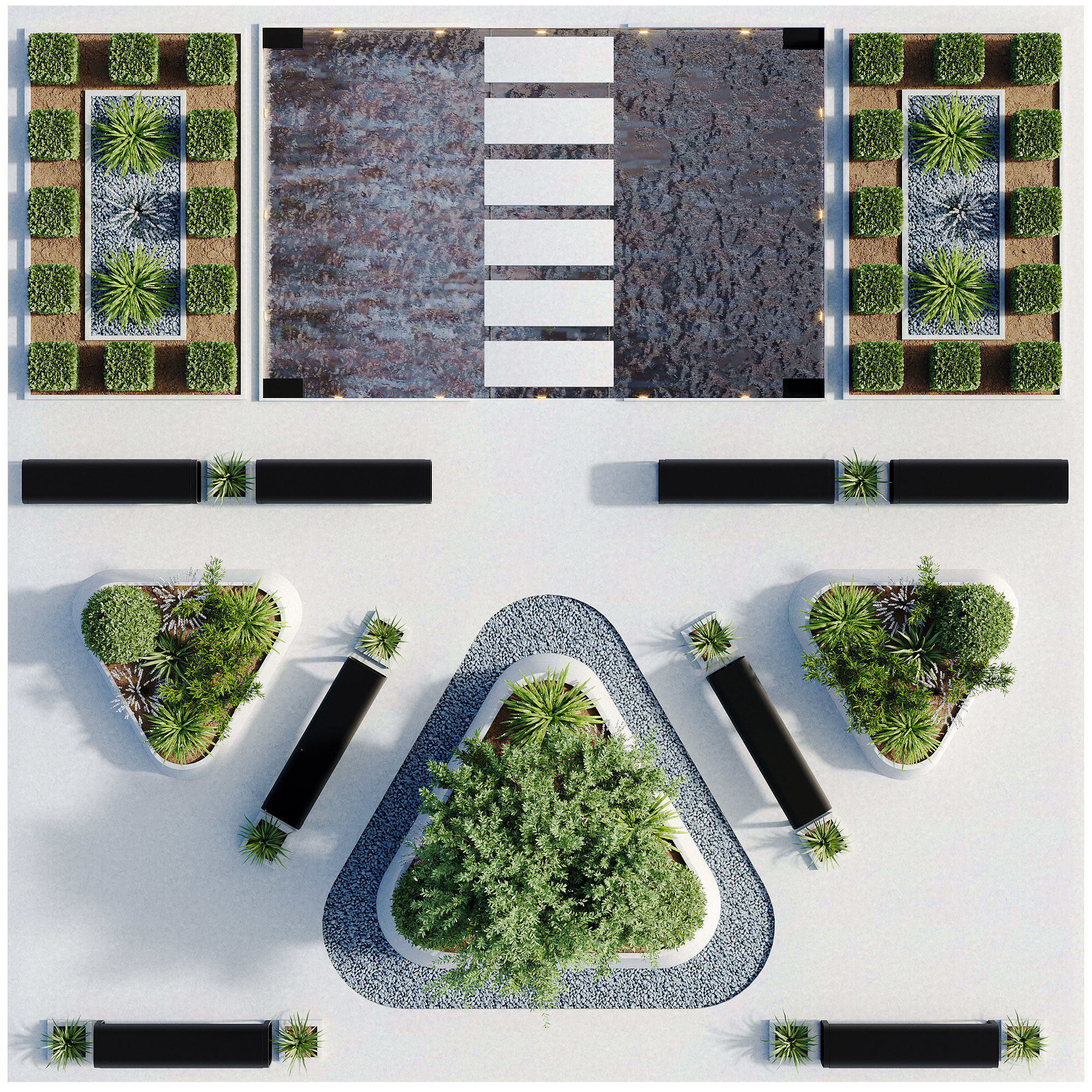 Outdoor Plants - 2 town Square 3D model_2