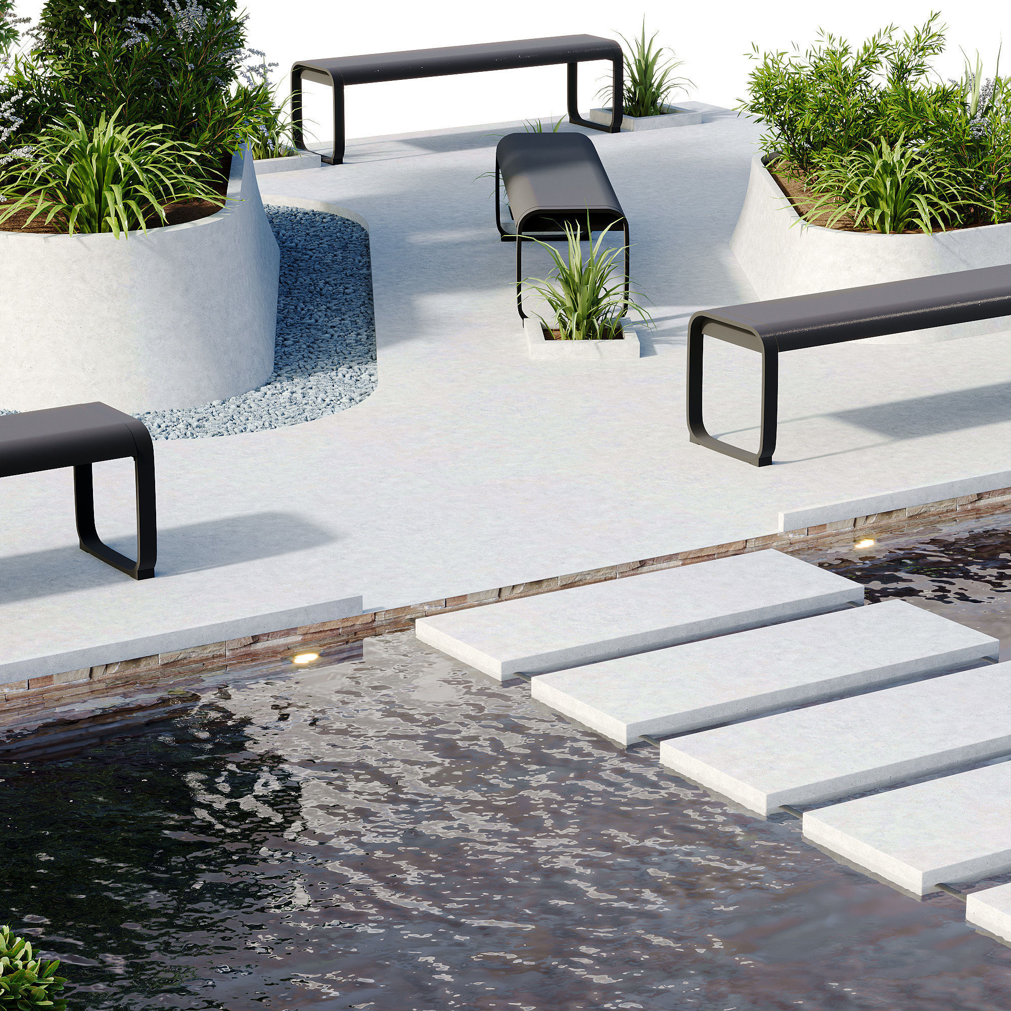 Outdoor Plants - 2 town Square 3D model_3