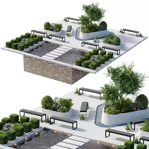 Outdoor Plants - 2 town Square 3D model