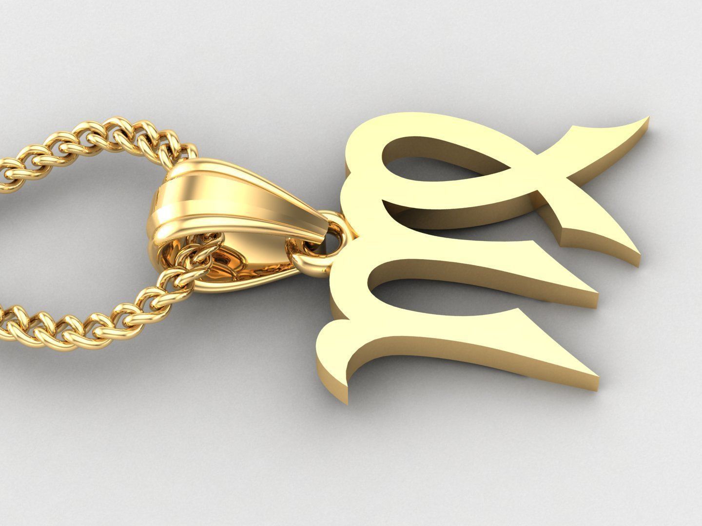 Virgo Light Gold Pendant Version 5 3D print model_3