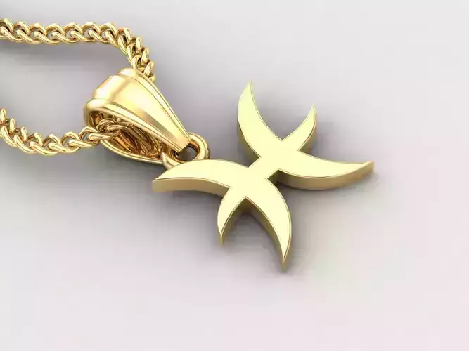 Pisces Light Gold Pendant Version 5