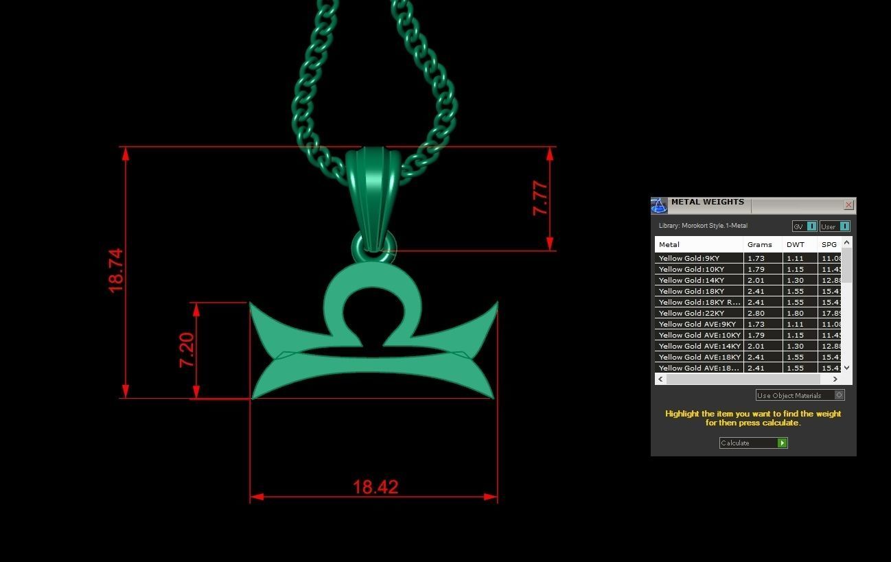 Libra Light Gold Pendant Version 5 3D print model_1