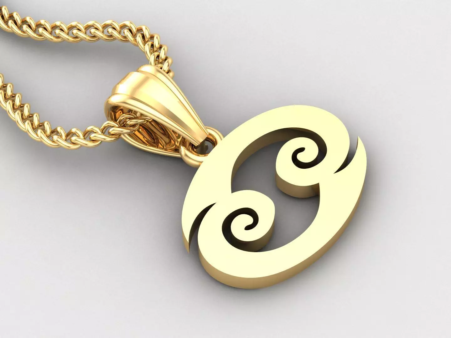 Cancer Light Gold Pendant Version 5 3D print model