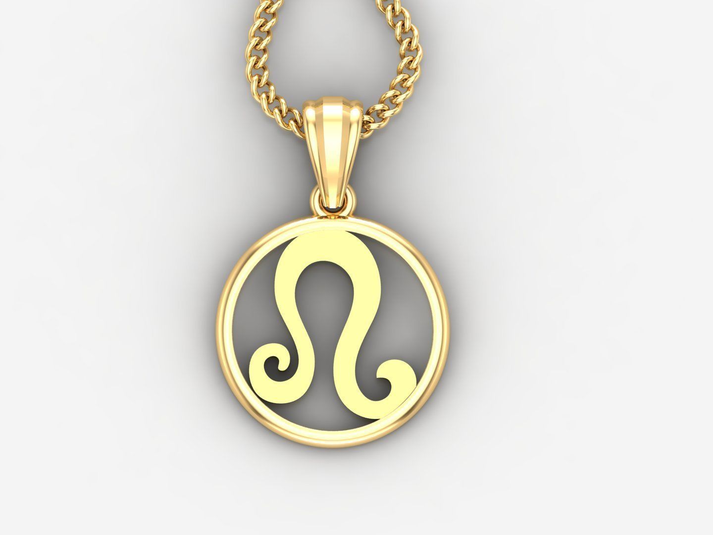 Circle Leo Light Gold Pendant Version 6 3D print model_4