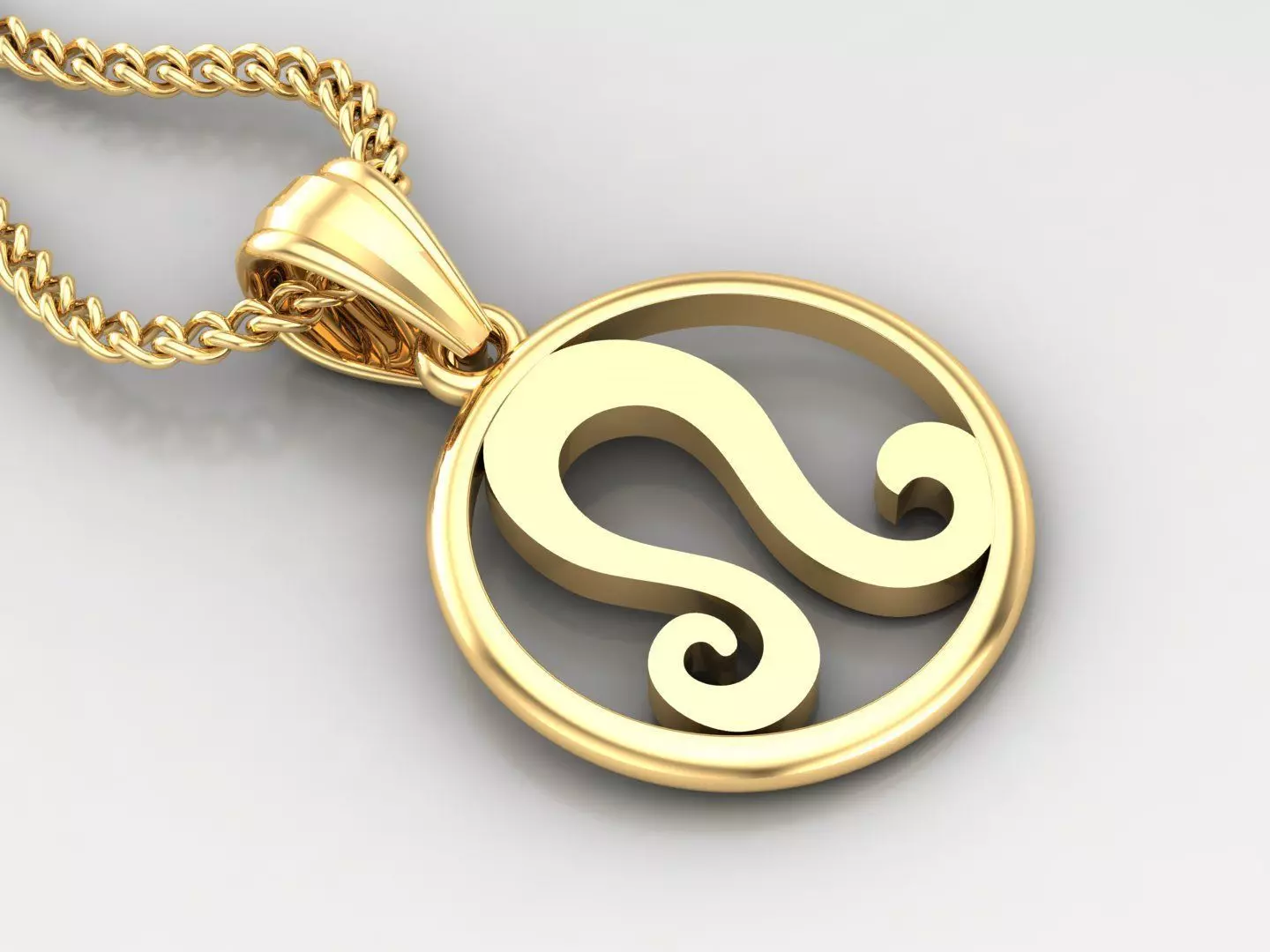 Circle Leo Light Gold Pendant Version 6 3D print model_0