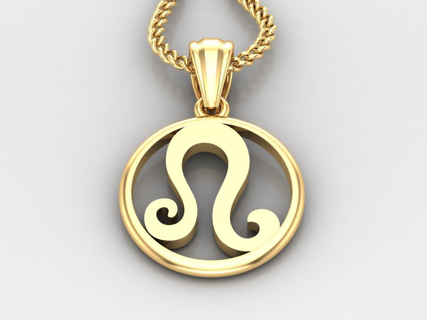 Circle Leo Light Gold Pendant Version 6 3D print model_2