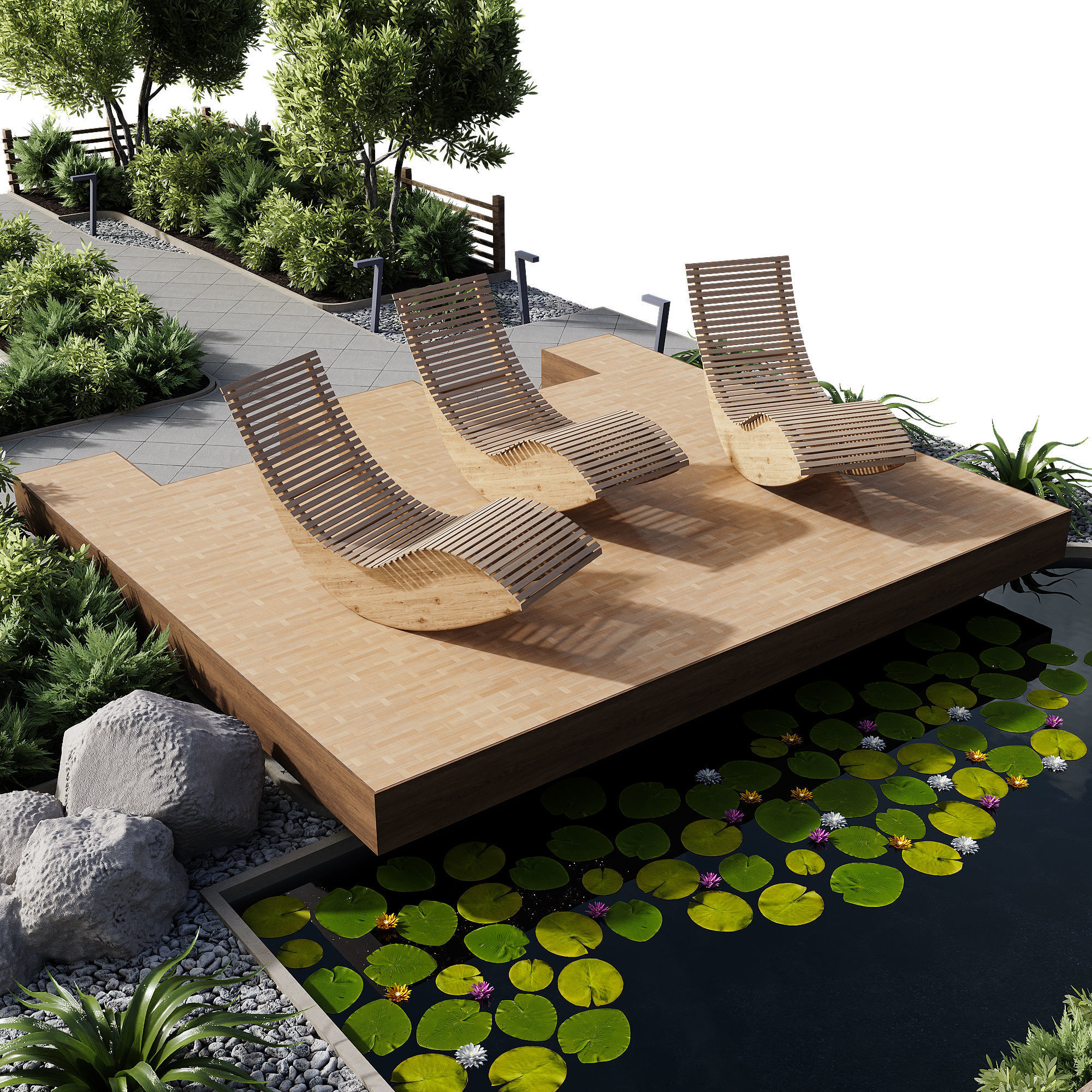 Outdoor Plants -  town Square 2 3D model_2