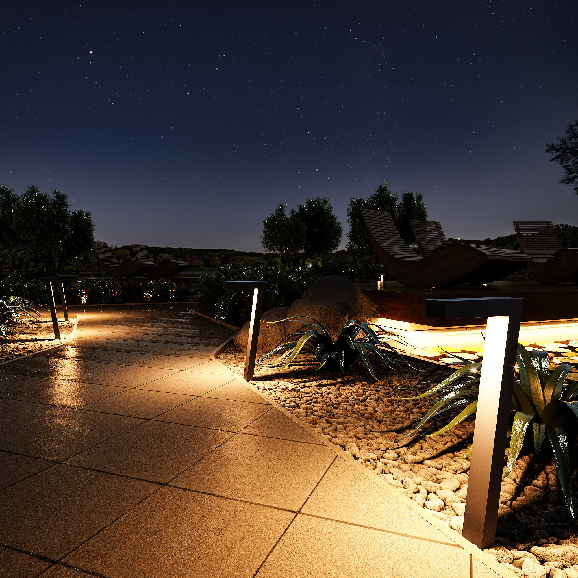 Outdoor Plants -  town Square 2 3D model_7