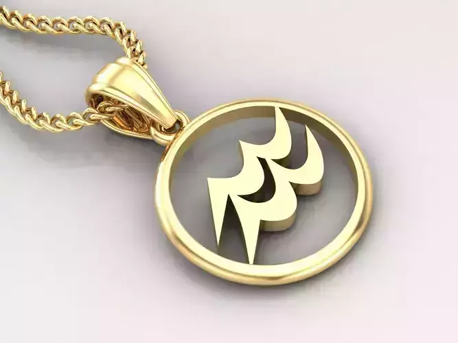 Circle Aquarius Light Gold Pendant Version 6