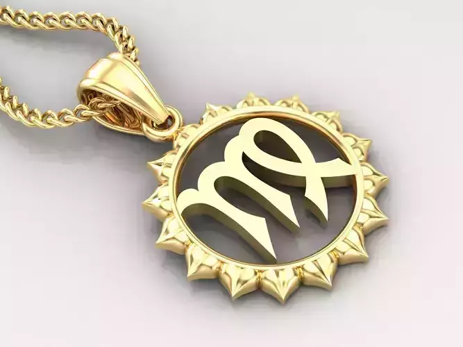 Sun Virgo Light Gold Pendant Version 7