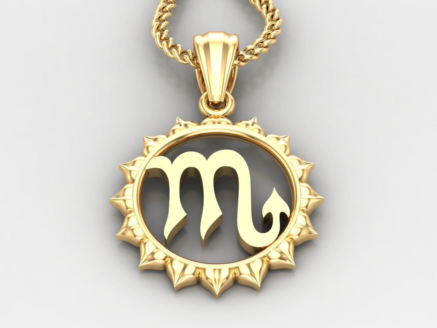 Sun Scorpio Light Gold Pendant Version 7 3D print model_2
