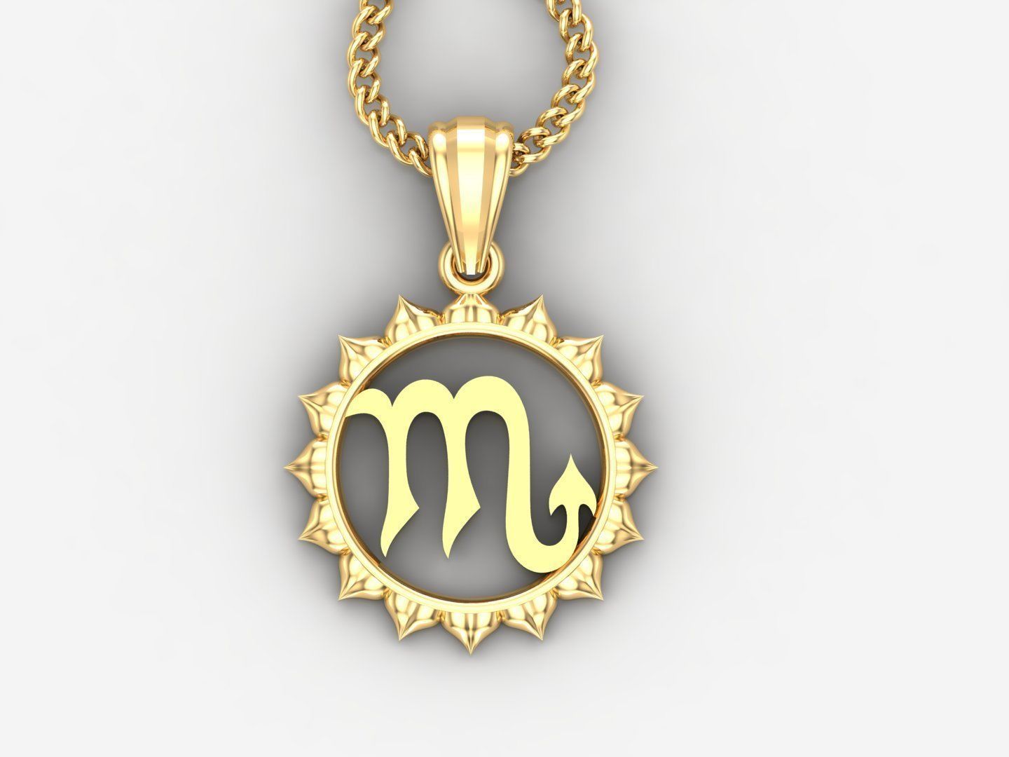 Sun Scorpio Light Gold Pendant Version 7 3D print model_4
