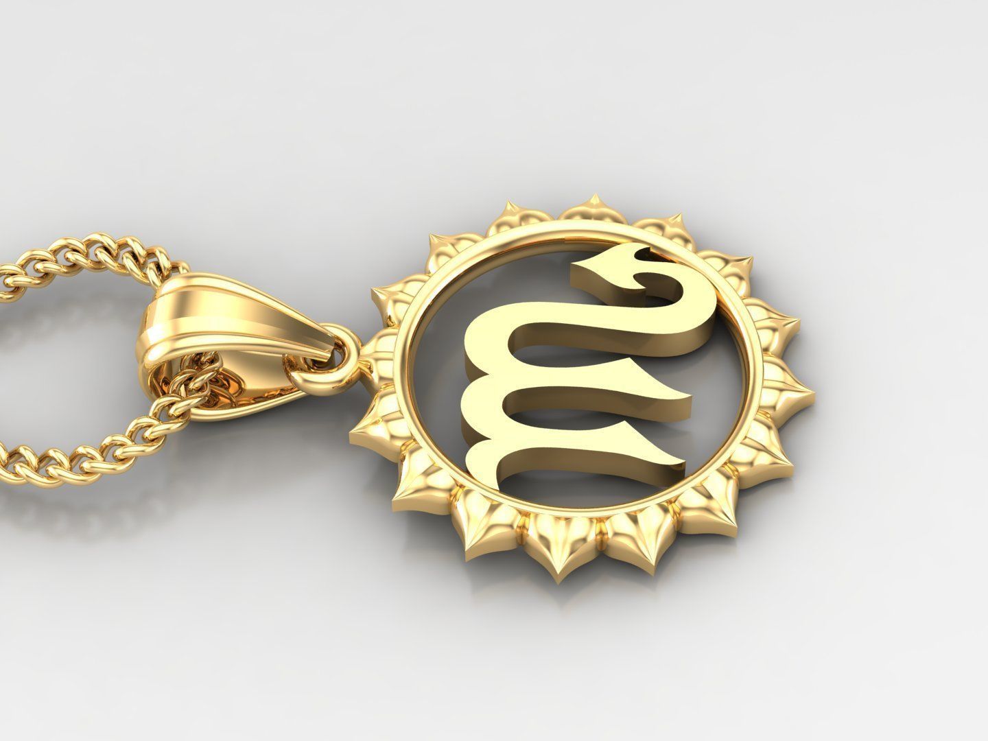Sun Scorpio Light Gold Pendant Version 7 3D print model_3