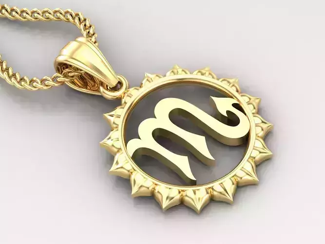 Sun Scorpio Light Gold Pendant Version 7 3D print model