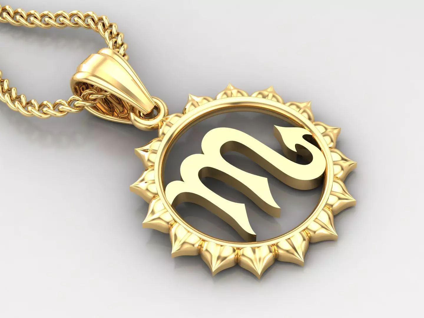 Sun Scorpio Light Gold Pendant Version 7 3D print model_0