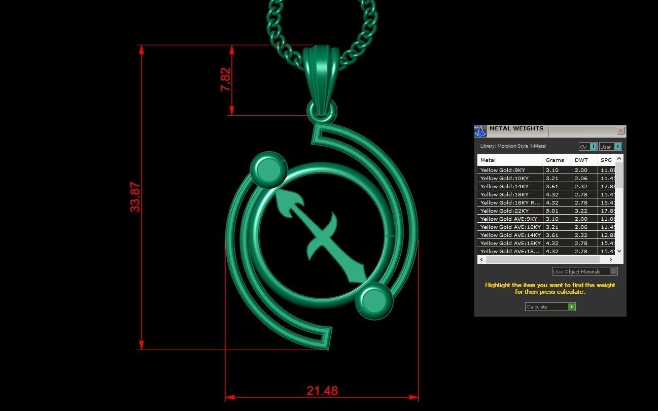 Galaxy Sagittarius Light Gold Pendant Version 8 3D print model_1