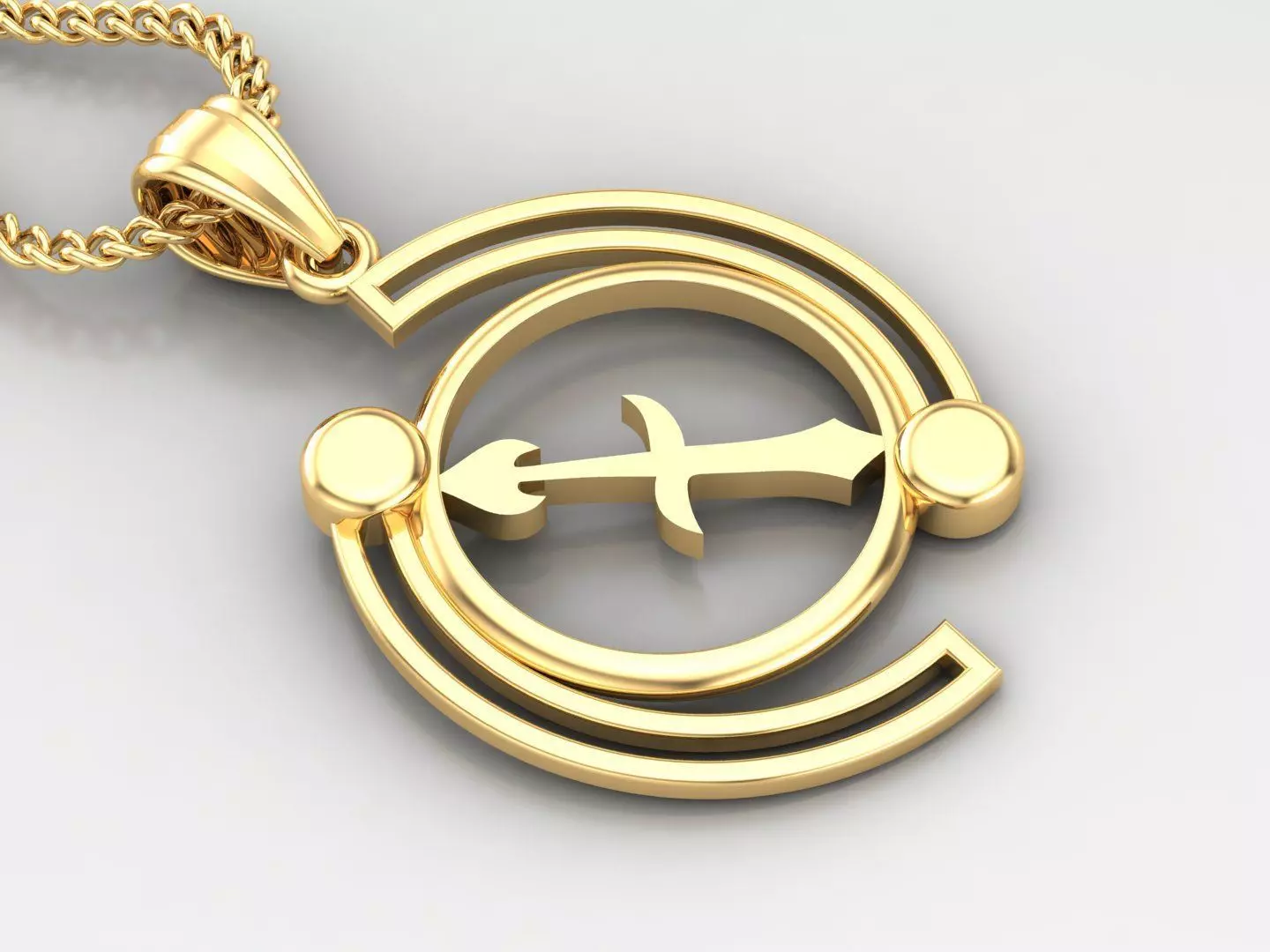 Galaxy Sagittarius Light Gold Pendant Version 8 3D print model_0