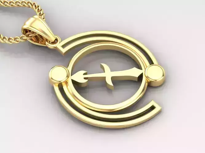 Galaxy Sagittarius Light Gold Pendant Version 8 3D print model