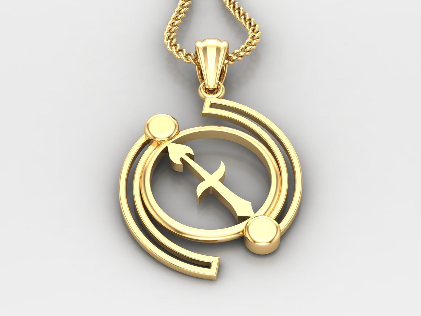 Galaxy Sagittarius Light Gold Pendant Version 8 3D print model_2