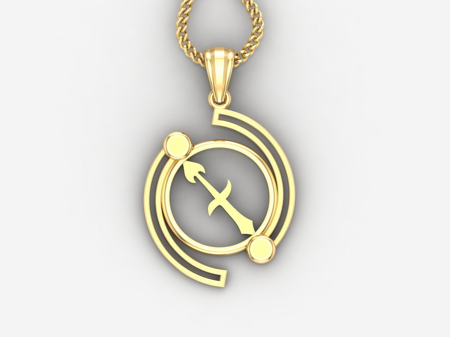 Galaxy Sagittarius Light Gold Pendant Version 8 3D print model_4