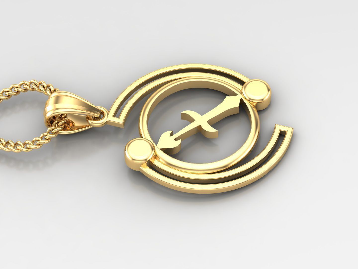Galaxy Sagittarius Light Gold Pendant Version 8 3D print model_3