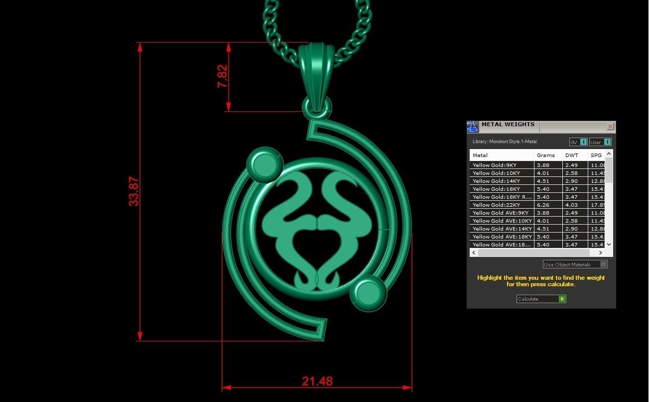 Galaxy Taurus Light Gold Pendant Version 8 3D print model_1