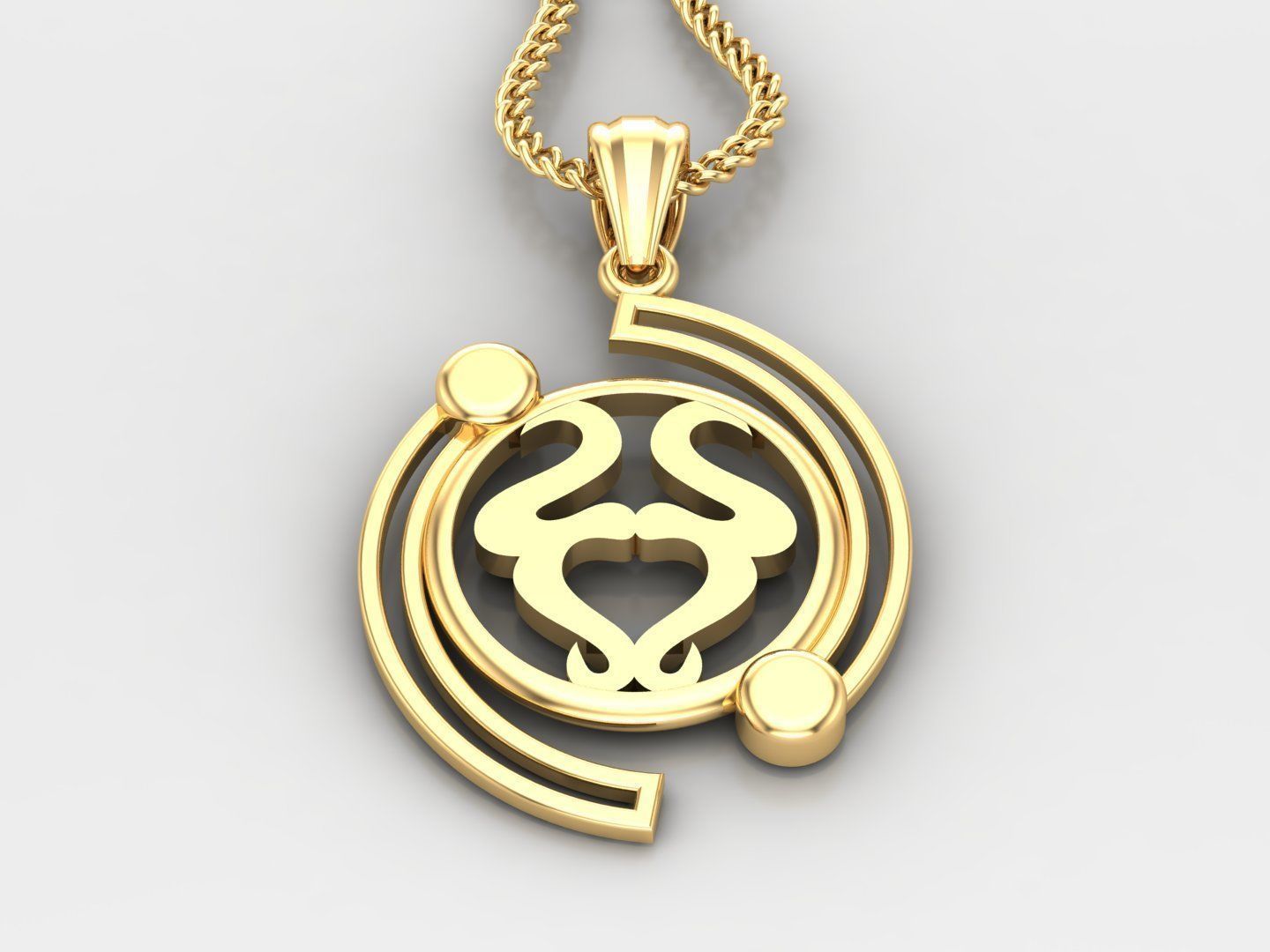 Galaxy Taurus Light Gold Pendant Version 8 3D print model_2