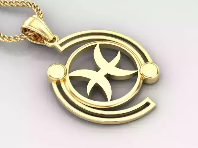 Galaxy Pisces Light Gold Pendant Version 8 3D print model