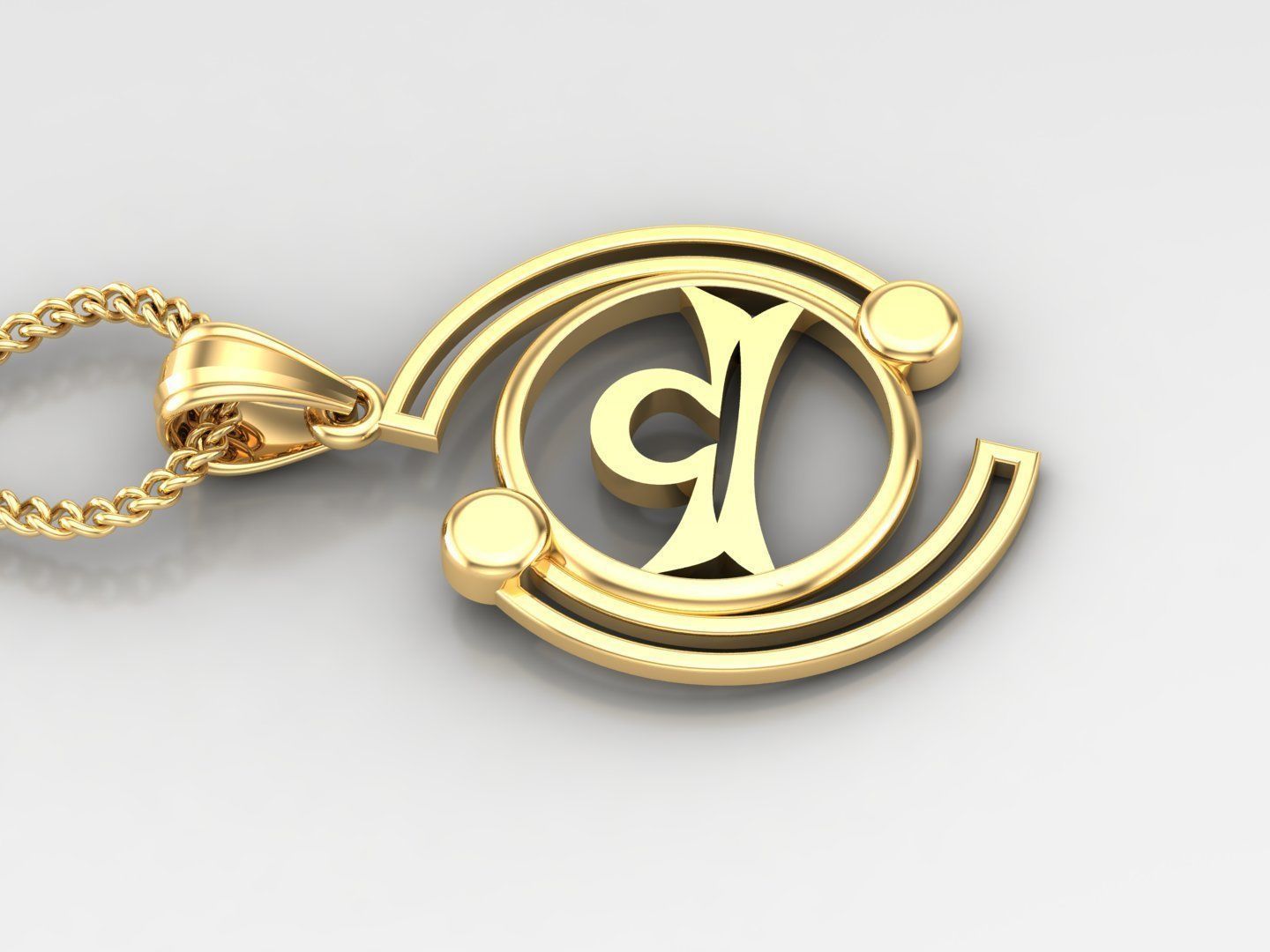 Galaxy Libra Light Gold Pendant Version 8 3D print model_3