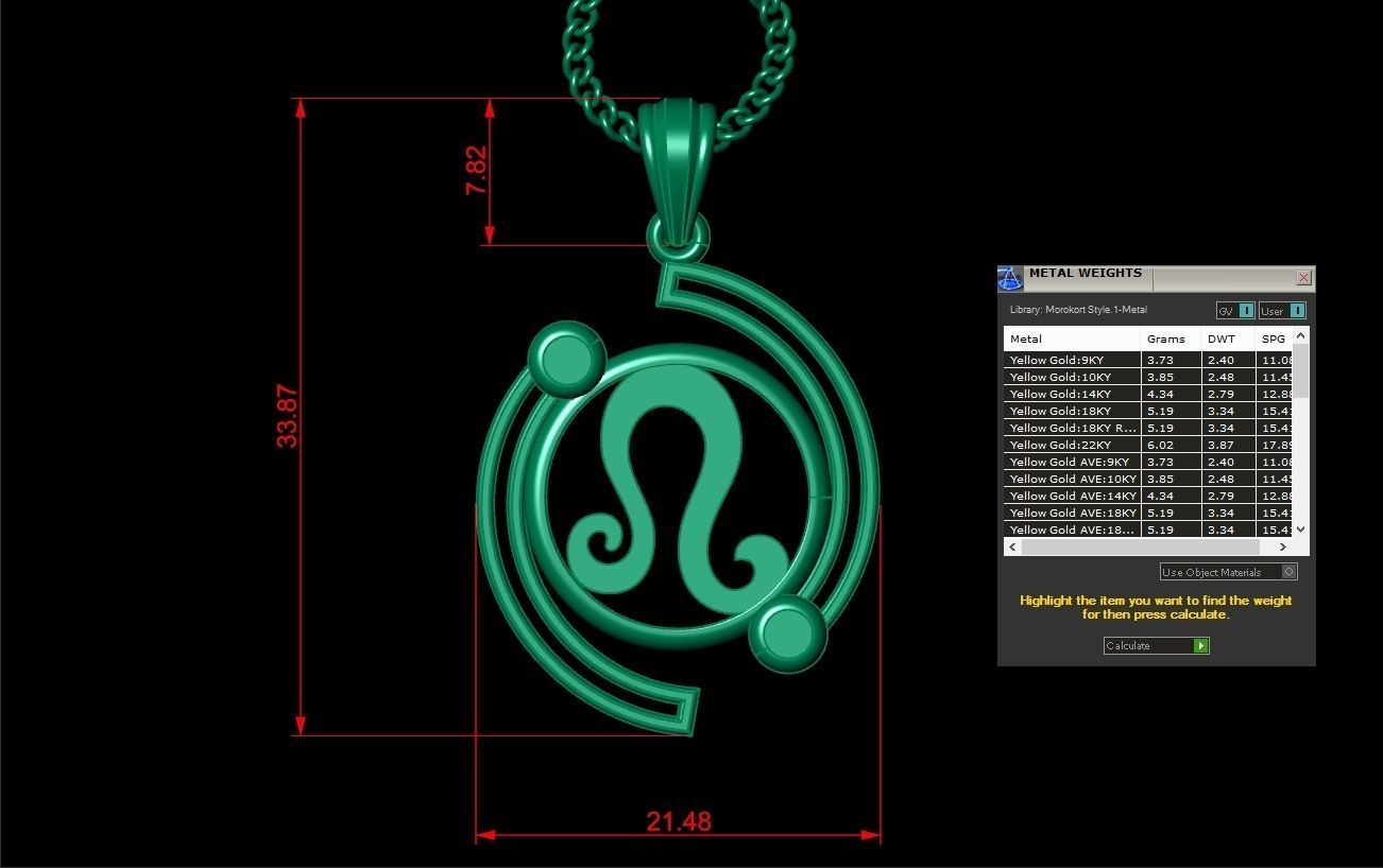 Galaxy Leo Light Gold Pendant Version 8 3D print model_1