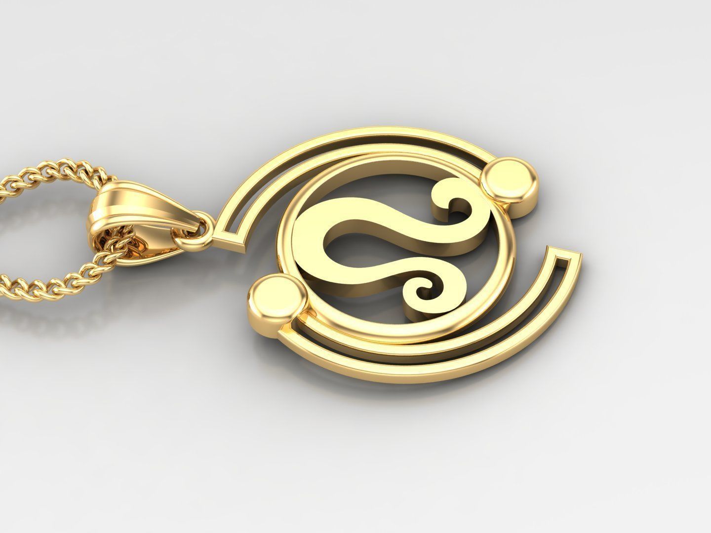 Galaxy Leo Light Gold Pendant Version 8 3D print model_3