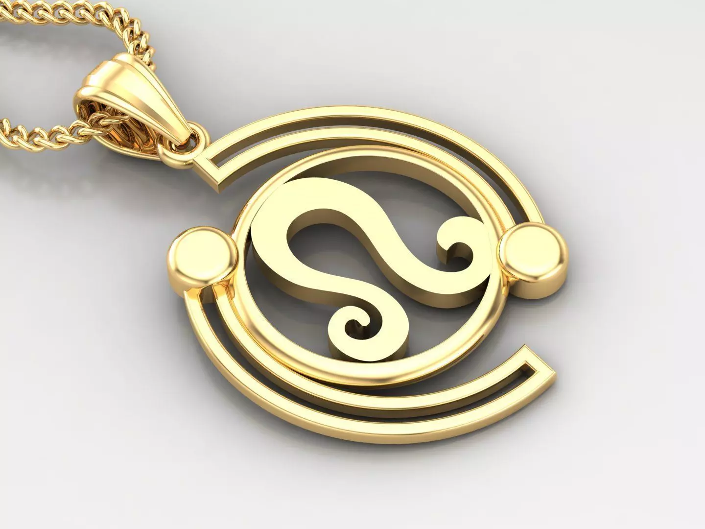 Galaxy Leo Light Gold Pendant Version 8 3D print model_0
