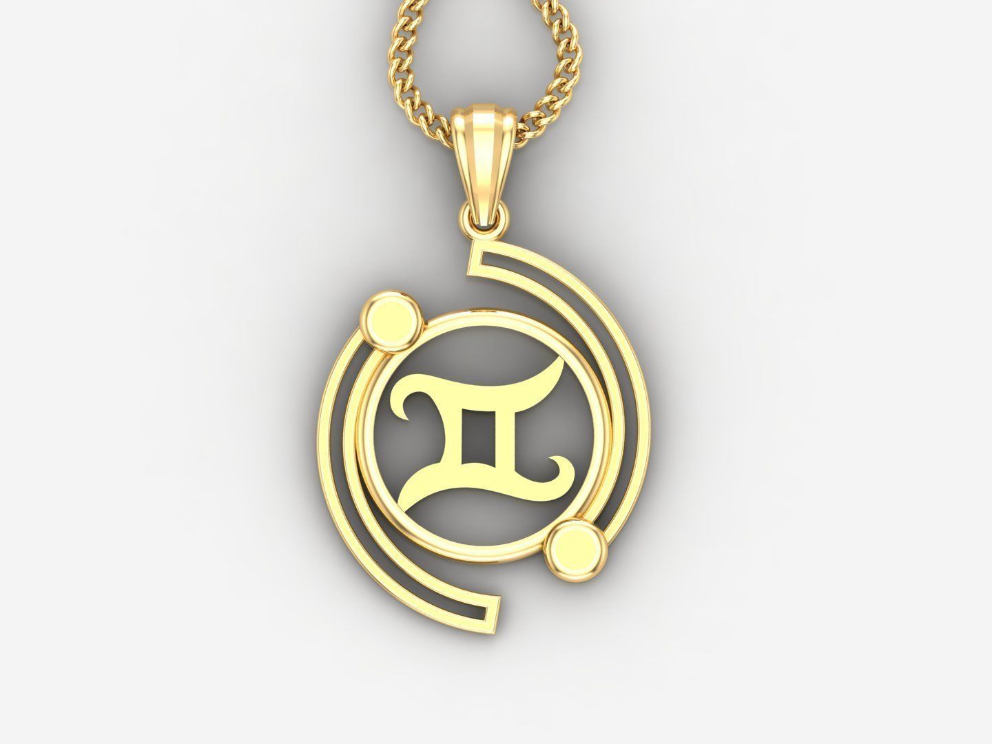 Galaxy Gemini Light Gold Pendant Version 8 3D print model_4