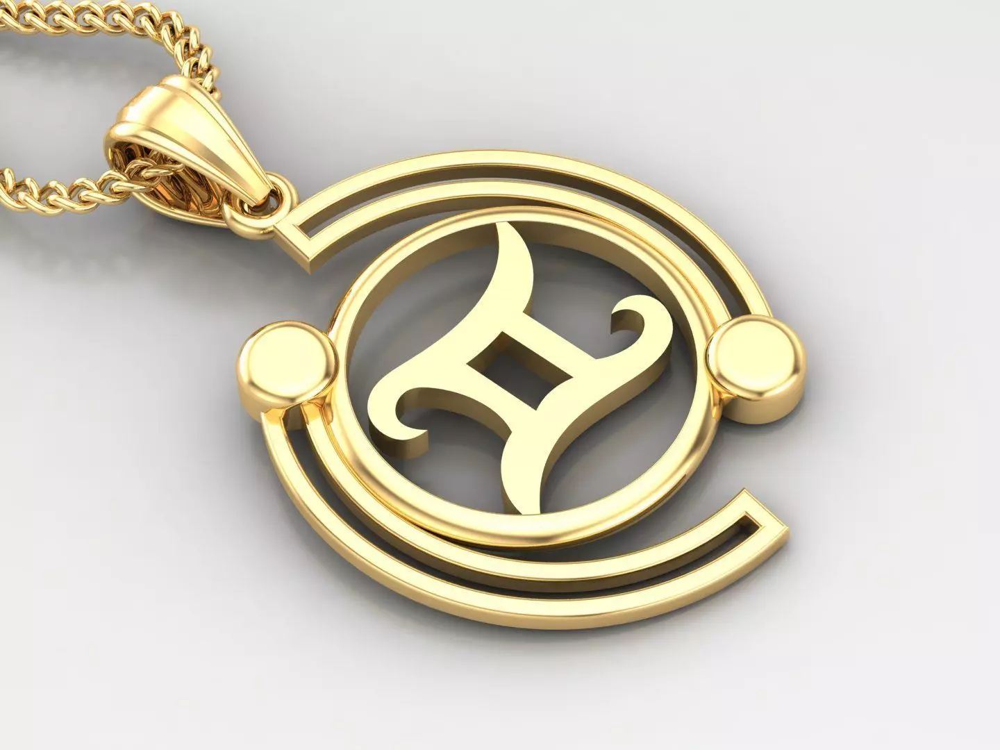 Galaxy Gemini Light Gold Pendant Version 8 3D print model_0
